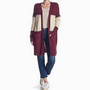 Sanctuary Shaker Stitch Longline Open Front Color Block Knit Duster Cardigan
